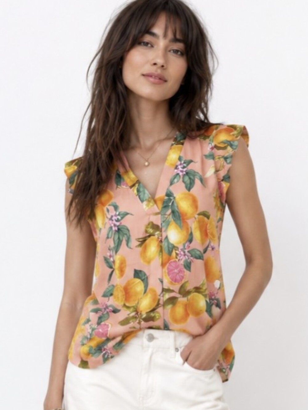 Joie Citruscore Italian Summer Lemon Print Top Size Medium